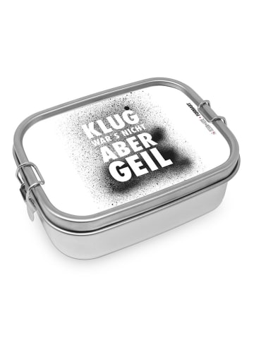 ppd Lunchbox "Klug wars nicht" in Silber - (B)16,5 x (H)6 x (T)14 cm
