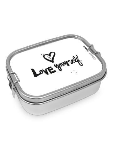ppd Pojemnik "Love Yourself" w kolorze srebrnym na lunch - 16,5 x 6 x 14 cm