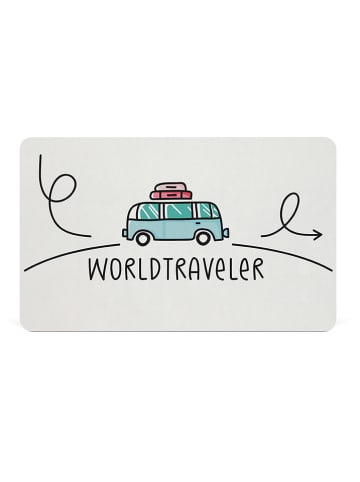 ppd Tablett "Worldtraveler" in Weiß - (L)23,5 x (B)14,5 cm