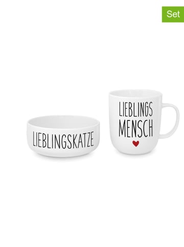 ppd 2tlg. Geschirr-Set "Lieblingskatze" in Weiß