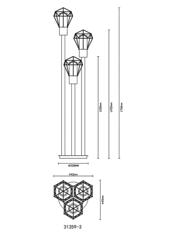 Globo lighting Außenleuchte "Horace" in Schwarz - (H)170 x Ø 44,5 cm