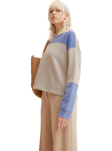 Tom Tailor Sweatshirt in Beige/ Blau