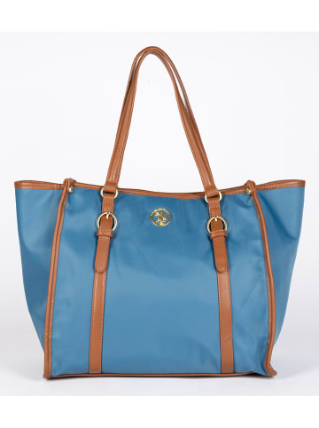 U.S. Polo Assn. Schultertasche "Houston" in Hellblau/ Hellbraun  - (B)35 x (H)30 x (T)20 cm