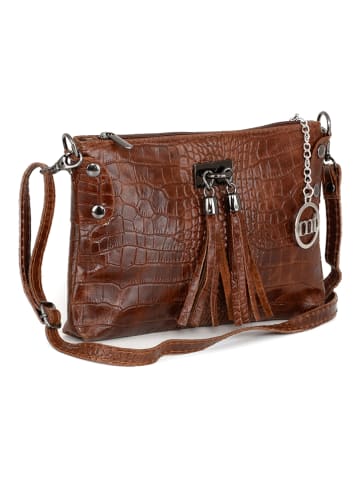 Mia Tomazzi Leder-Umhängetasche "Abano" in Braun - (B)23 x (H)16 x (T)2 cm