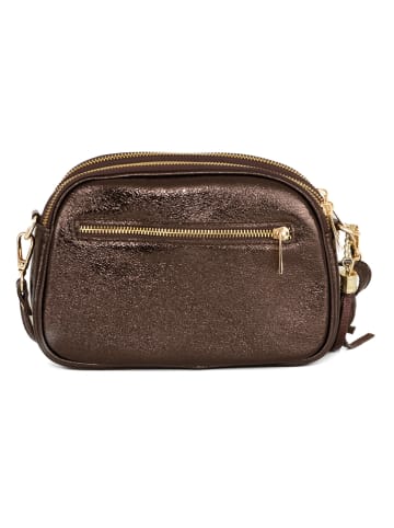 Mia Tomazzi Leren schoudertas "Gradisca" donkerbruin - (B)22 x (H)16 x (D)7 cm