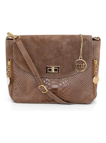 Mia Tomazzi Leder-Umhängetasche "Dergano" in Camel - (B)26 x (H)21 x (T)10 cm