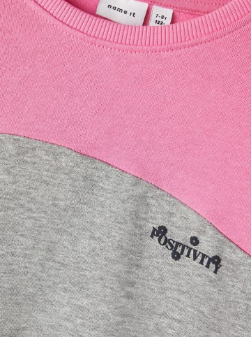 name it Sweatshirt "Ocarinna" in Rosa/ Grau/ Dunkleblau