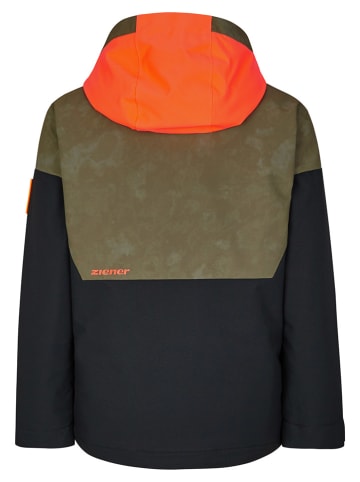 Ziener Kurtka narciarska "Acento" w kolorze czarno-oliwkowo-pomarańczowym