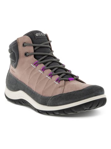 Ecco Leder-Wanderboots in Anthrazit/ Altrosa