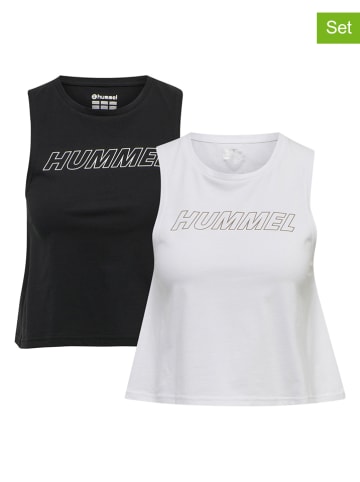 Hummel Topy sportowe (2 szt.) "Cali" w kolorze białym i czarnym