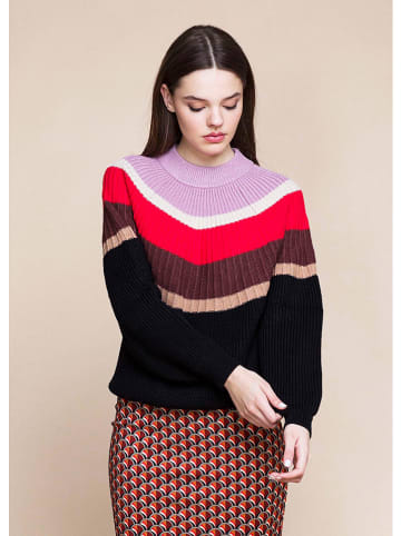 4funkyflavours Sweter "Haunt U" w kolorze czarno-czerwono-fioletowym