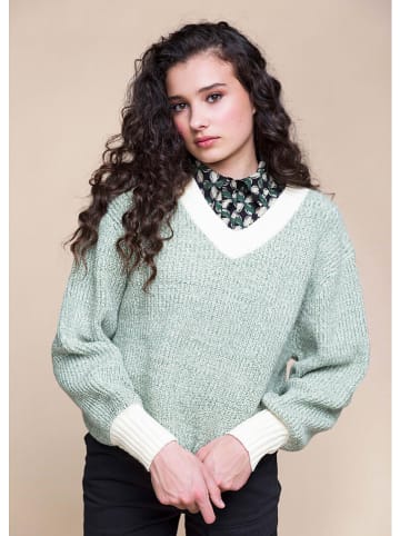 4funkyflavours Sweter "Victory '83" w kolorze zielono-białym