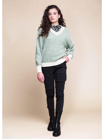 4funkyflavours Pullover "Victory '83" in Grün/ Weiß