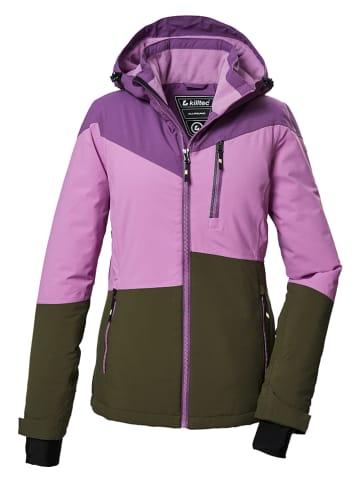 Killtec Kurtka narciarska w kolorze oliwkowo-jasnoróżowo-fioletowym