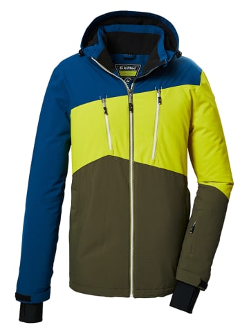 Killtec Kurtka narciarska w kolorze oliwkowo-limonkowo-niebieskim