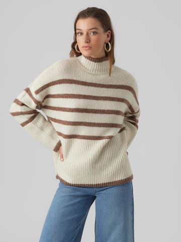 Vero Moda Sweter "Vmwiona" w kolorze biało-brązowym