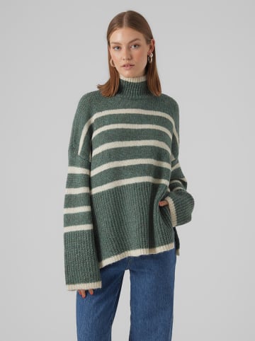Vero Moda Sweter "Vmwiona" w kolorze zielono-białym
