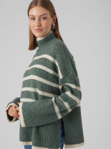 Vero Moda Sweter "Vmwiona" w kolorze zielono-białym