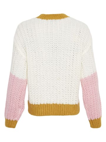 MOSS COPENHAGEN Sweter "Inari" w kolorze biało-jasnoróżowo-żółtym