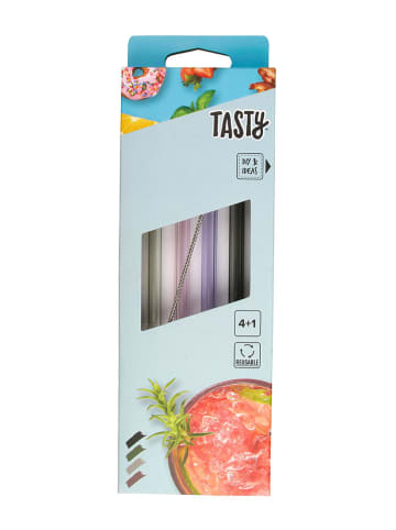 Tasty 4er-Set:Glas-Trinkhalme in Bunt - (H)20 cm