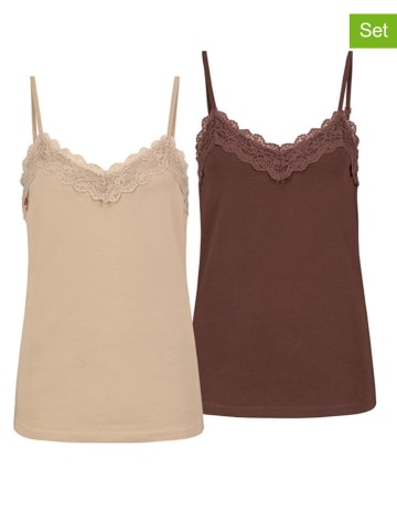 Sublevel 2er-Set: Tops in Beige/ Braun