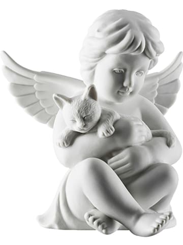 Rosenthal Figurka dekoracyjna "Angel with cat" w kolorze białym - 10 x 10,5 x 9,5 cm