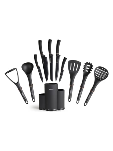 Lifa Living 12tlg. Messer- und Küchenhelfer-Set in Schwarz