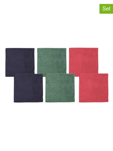 DDDDD 6-delige set: microvezeldoeken groen/rood/donkerblauw - (L)30 x (B)30 cm