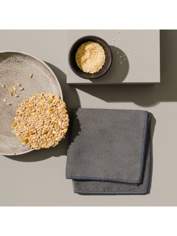 DDDDD 6-delige set: microvezeldoeken grijs/zwart/zandkleurig - (L)30 x (B)30 cm