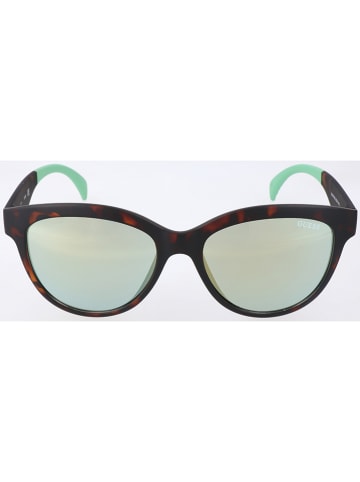 Guess Damskie okulary przeciwsłoneczne w kolorze ciemnobrązowo-turkusowym