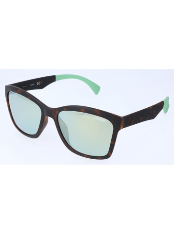 Guess Damskie okulary przeciwsłoneczne w kolorze ciemnobrązowo-turkusowym
