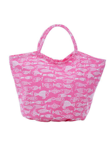 Overbeck and Friends Shopper "Crazy Fish" in Pink - (B)63 x (H)45 x (T)29 cm
