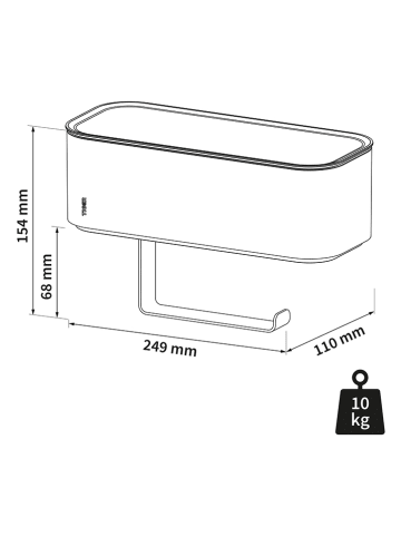 Tiger Toilettenpapierhalter "2-Store" in Schwarz - (B)24,9 x (H)15,4 x (T)11 cm