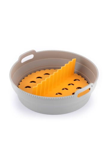 InnovaGoods Vouwbare siliconen inzet voor heteluchtfriteuses geel/grijs - Ø 21,5 cm