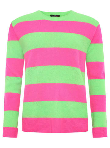 Zwillingsherz Kaszmirowy sweter w kolorze zielono-różowym