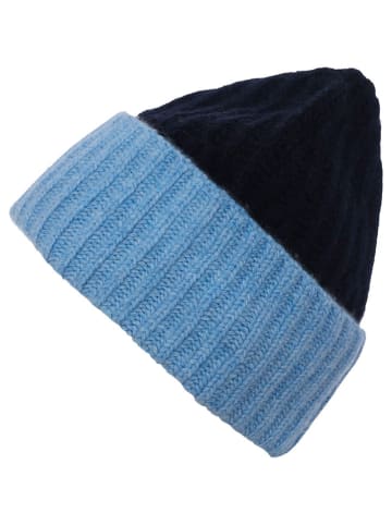 Zwillingsherz Kaszmirowa czapka-beanie w kolorze czarno-błękitnym