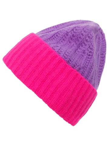 Zwillingsherz Kaszmirowa czapka-beanie w kolorze różowo-fioletowym