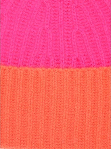 Zwillingsherz Kaszmirowa czapka-beanie w kolorze różowo-pomarańczowym