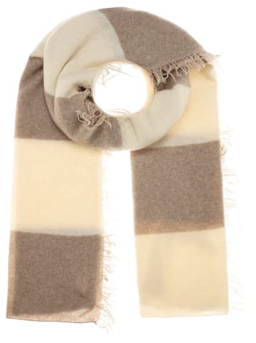 Zwillingsherz Kaszmirowy szal w kolorze beżowo-jasnobrązowym - 202 x 83 cm