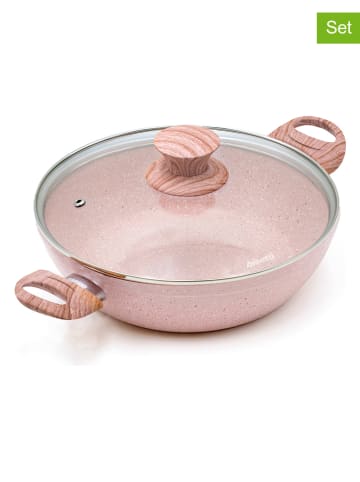 Bisetti 2tlg. Set: Kasserolle "Stonerose" in Rosa - Ø 24 cm