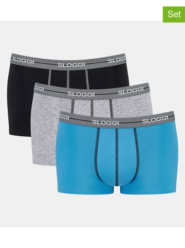 Sloggi 3-delige set: boxershorts lichtblauw/grijs/zwart