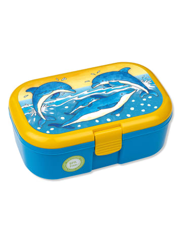 Lutz Mauder Brotdose "Delfin 2" in Blau/ Gelb - (L)16,5 x (B)10,5 x (H)6,5 cm