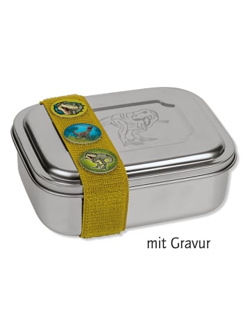 Lutz Mauder Lunchbox "T-Rex" in Silber - (L)15,5 x (B)11,5 x (H)6 cm