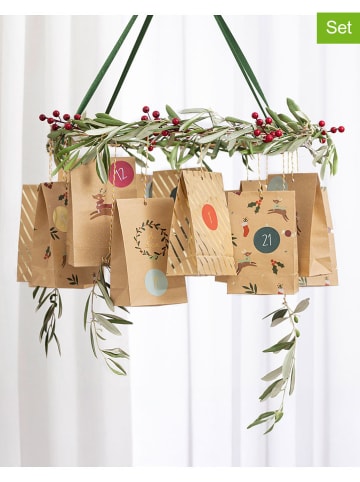 folia PAPER 49-delige adventskalenderset "Oh Deer" beige