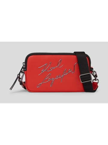 Karl Lagerfeld Skórzana torebka w kolorze czerwonym - 17 x 10 x 2,5 cm