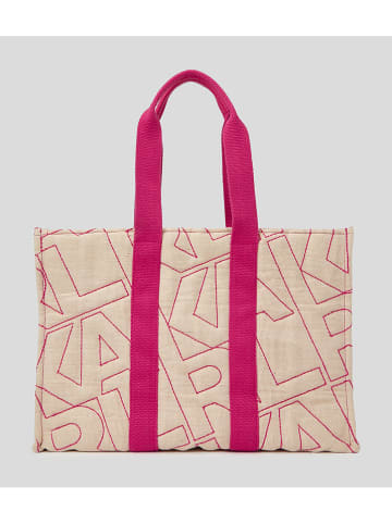 Karl Lagerfeld Shopper bag w kolorze beżowo-różowym - 32 x 44 x 14 cm