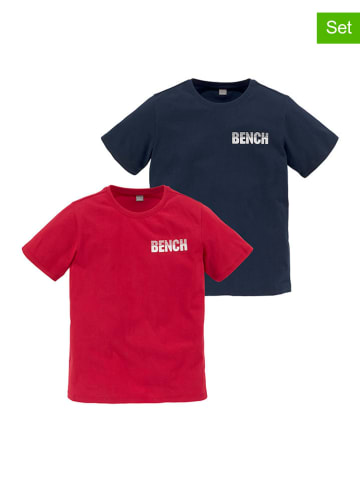 Bench 2er-Set: Shirts in Rot/ Dunkelblau