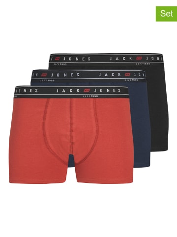 Jack & Jones Bokserki (3 pary) "Agee" w kolorze czerwono-granatowo-czarnym