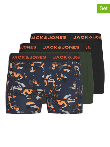 Jack & Jones Bokserki (3 par) "Neon" w kolorze czarno-oliwkowo-granatowym