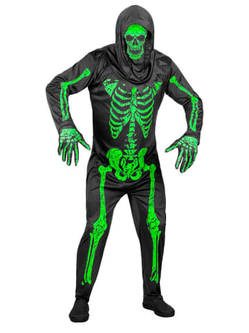 Widmann 3-delig kostuum "NEON SKELET" zwart/groen